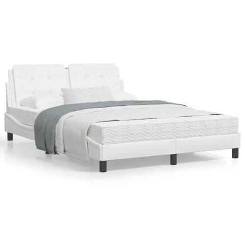 vidaXL Lit avec matelas blanc 140x190 cm similicuir
