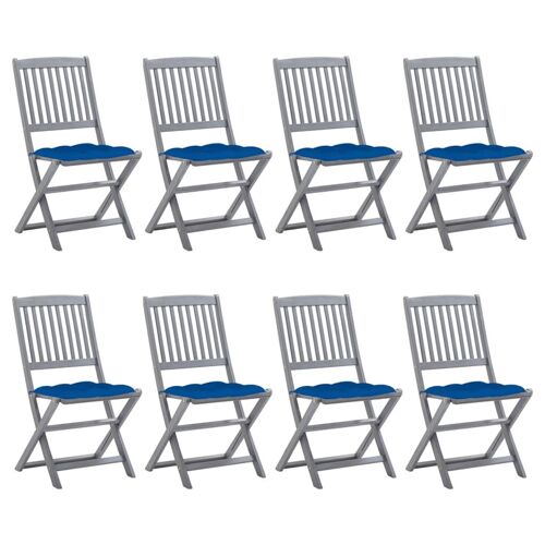 Vidaxl Chaises Pliables D'extérieur 8 Pcs Avec Coussins Bois D'acacia