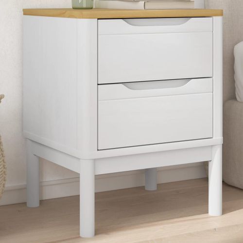 Vidaxl Table De Chevet Floro Blanc 45x39x57 Cm Bois De Pin Massif