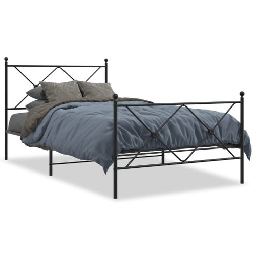 Vidaxl Cadre De Lit Métal Sans Matelas Avec Pied De Lit Noir 100x190cm