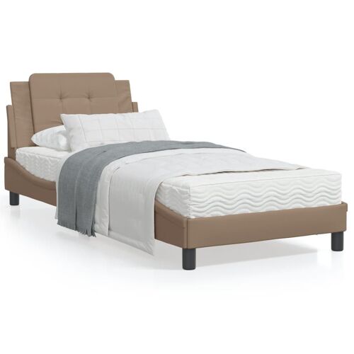 vidaXL Cadre de lit avec lumières LED cappuccino 90x190 cm similicuir