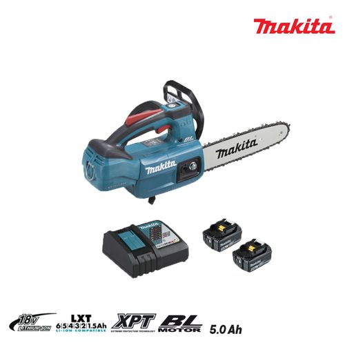 Tronçonneuse d'élagage 18V LXT 25 cm Makita DUC254 - Avec 2 batteries 5.0Ah et 1 chargeur rapide DC18RC - DUC254RT2