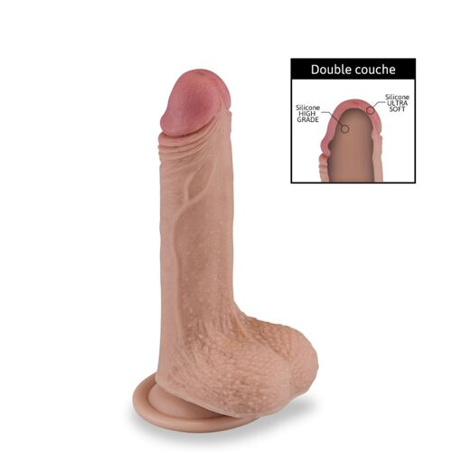 Gode Godemichet Ultra-Réaliste Silicone Liquide Double Couche Gode Vaginal Ou Anal Homme Ou Femme - Peau Claire