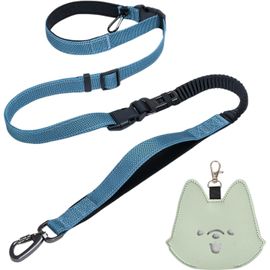 Laisse Mains Libres Chien Avec Distributeur De Sacs À Déjections, Ceinture Réglable Laisse Canicross Crossbody Avec Réflecteurs Pour Chiens Moyens Et Grands Pour Marche Jogging Entraînement