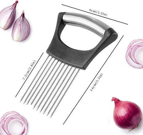 Onion Cutter Manual Stainless Onion Holder Fork Stainless Steel Lemon Cutter Meat Vegetables Tomato Potatoes Slicer Gadget Kitchen Accessories