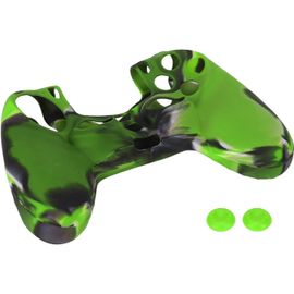 Ytseazn-Housse En Silicone Pourmanette Ps4,Coque En Silicone Antidérapante Avec 1 Paire De Poignées Pourmanette Ps4,Bleu Camouflage(Vert Camouflé)