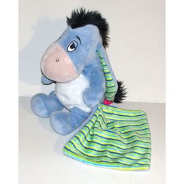 Doudou Bourriquet L'ane Disney Nicotoy Mouchoir Rayé Vert Jaune Bleu