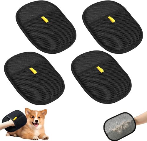 Lot De 4 Gants D'épilation Pour Poils D'animaux-Double Face- S-Pour Enlever Les Poils D'animaux-Pour Chats Et Chiens.[S35]