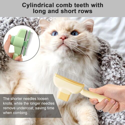 2 Peigne Pour Chats,Anti-Puces Autonettoyant Puces Pour Chats & Chiens,Peigne À Démêloir Avec Bouton Déblocage Pour Poils Mort Et Noués