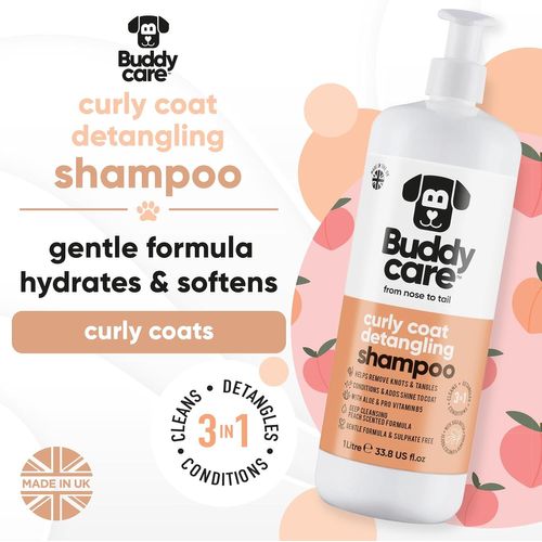 Detangling Shampoo For Curly Hair Dogs|Deep Cleansing Shampoo|Peach Scent|Enriched With Aloe Vera And Provitamin B5 (1l)