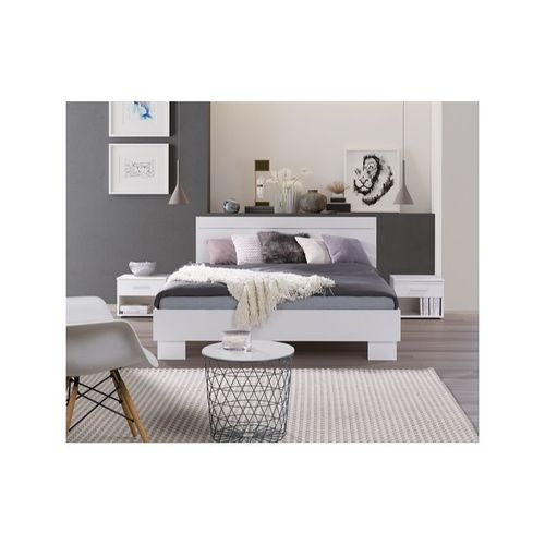 Ensemble Design Pour Chambre À Coucher Como. Lit 160x200 Cm Avec Sommier + Tables De Chevet.