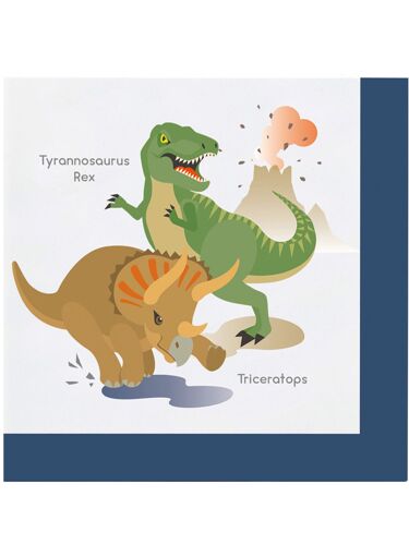 20 Serviettes En Papier Grands Dinosaures 33 X 33 Cm