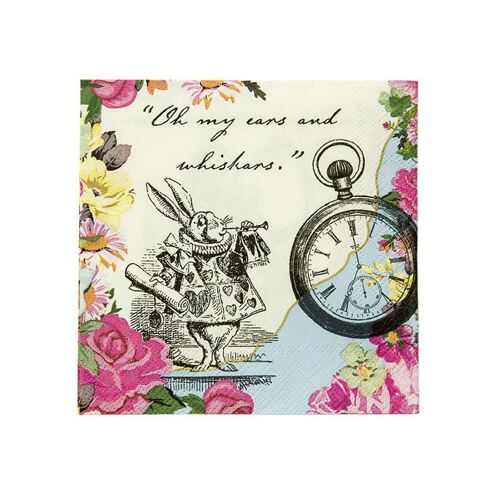 20 Petites Serviettes En Papier Alice Au Pays Imaginaire 25 X 25 Cm