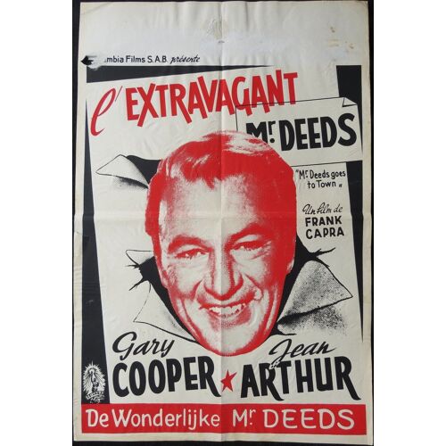 L'extravagant Mr Deeds - Mr Deeds Goes To Town * Frank Capra - Film 1936 - Affiche De Cinéma Belge - 36x54 Cm Movie Poster * Gary Cooper ; Jean Arthur ; George Bancroft * Chef D'oeuvre