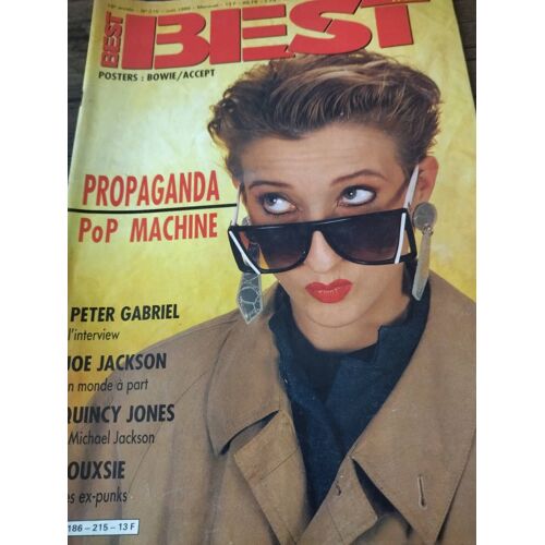 Best . No. 215 . Juin 1986 . Propaganda , Peter Gabriel , Joe Jackson , Quincy Jones , Siouxsie . Sans Poster