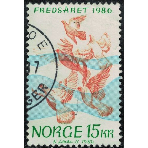 Norvège 1986 Oblitéré Used Année Internationale De La Paix Colombes De La Paix Y&t No 914 Su