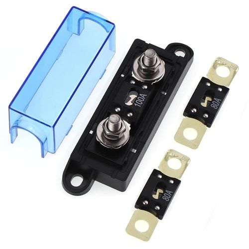 KALANKA-Porte-fusible 1 voie MEGA/AMG 80 A, fusible à boulon M8 5/16"" (2 fusibles 80 A + porte-fusible 1 voie 100 A)