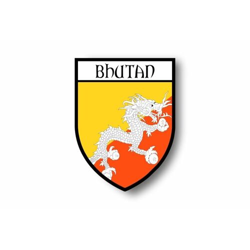 Autocollant Sticker Voiture Moto Blason Ville Drapeau Bhoutan Bhoutanais