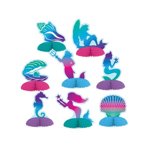 8 Minis Centre De Table En Papier Sirène 7 - 10 Cm