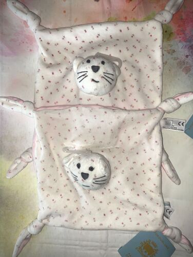 Doudou Chat Bout'chou Monoprix Plat Fleurs Roses Peluches Jouet Bebe Lot Naissance