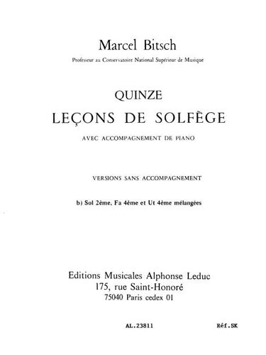 15 Lecons De Solfège 3 Clés Melangees Version B Sans Accompagnement Bitsch Marcel
