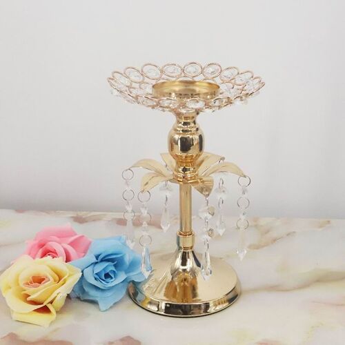 Bougeoir en cristal doré, décoration de mariage, centres de Table, fête d'anniversaire, Vase à fleurs, décoration de maison