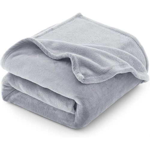 Kalanka-Plaid Polaire Couverture Flanelle 220x240 Cm, Couverture Lit 2 Personnes 240x220 Cm,Grande Taille Jeté De Canapé, Couverture Chaude Et Douce En Peluche, 220 X 240 Cm Gris