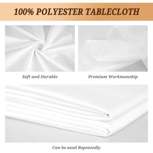 Lot De 6 Nappes En Polyester Blanches Résistantes Aux Taches Et Aux Plis Pour Tables Rectangulaires De 1,8 M - 153 X 260 Cm - Pour Table De Mariage, Banquet, Fête