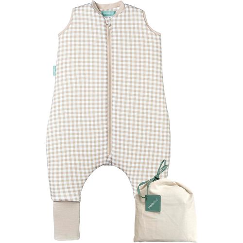 Kalanka-Molis&co - Gigoteuse Pour Bébé Avec Pieds Et Chaussette - Gigoteuse Tog 2.5 - Turbulette Hiver Pour Bébé, Fille Garçon - 100% Coton (Certifiée Oeko-Tex) - Vichy Beige (2 Ans)