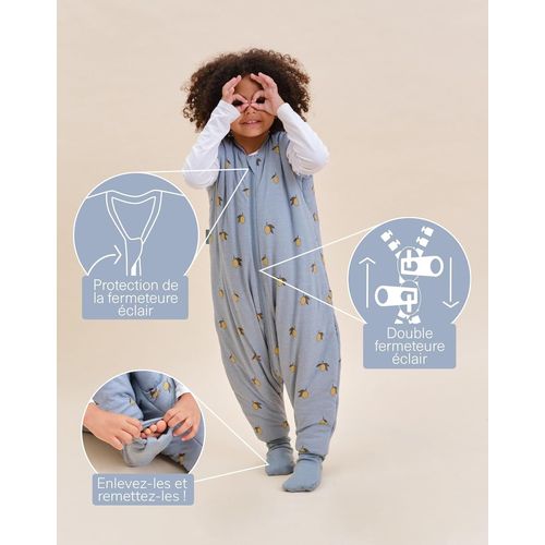 Kalanka-Molis&co - Gigoteuse Pour Bébé Avec Pieds Et Chaussette - Gigoteuse Tog 2.5 - Turbulette Hiver Pour Bébé, Fille Garçon - 100% Coton (Certifiée Oeko-Tex) - Colima (2 Ans)