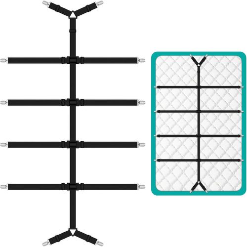 KALANKA-Attache Drap Housse, 61-258CM Tendeur Drap Housse, Élastiques Ajustables Accroche Drap Housse avec Pinces Métalliques, pour Draps, Matelas, Planche à Repasser Ou Canapé, Noir
