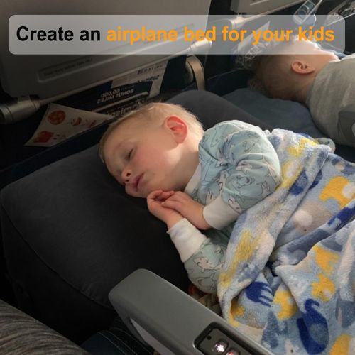 KALANKA-Repose-pieds gonflable pour enfants, coussin de voyage à hauteur réglable pour avions, voitures, voyages, bureau, essentiels de voyage en avion (noir, 2 pièce)