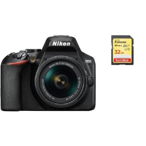 NIKON D3500 reflex 24.2 mpix + objectif KIT AF-P 18-55mm F3.5-5.6G VR + 32GB SD card