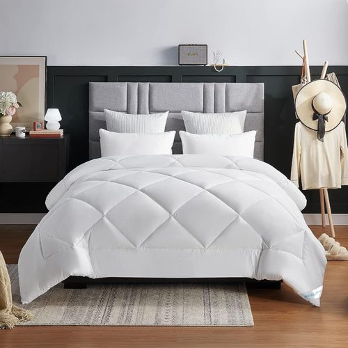 Buen-Couette Hiver 450gsm En Microfibre, Édredon Lit 2 Personnes 200x220 Cm, Edredon Toutes Les Saisons Pour Lit 90x190/140x190, Chaud Épais Garnissage 450g/M², 200 X 220 Blanc