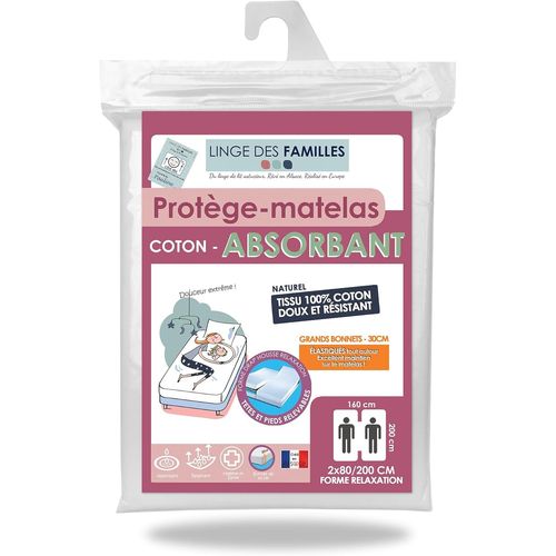 KALANKA-- Protège Matelas Lit Articulé 2x80x200 cm - 100% Coton Absorbant - Alèse Lit Electrique 160x200 - Label Oeko-TEX® Standard 100 - Made in Europe - Élastique Tout Autour