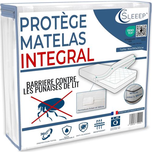 KALANKA-SLEEEP Housse Matelas 90x190 +20cm Anti Punaise de lit avec Fermeture Éclair - Protege Matelas Intégral Imperméable OekoTex - Qualité Hôtellerie