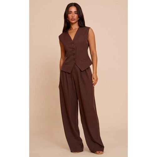 Petite Pantalon De Tailleur Large Chocolat À Taille Haute, Chocolat