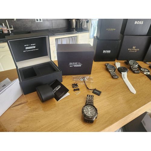 Montre Breil - Homme - Marque Italienne Élitiste- Montre Serie Speciale Manto 1970 - Cadre Anthracite  Bracelet Maille Acier Anthracite