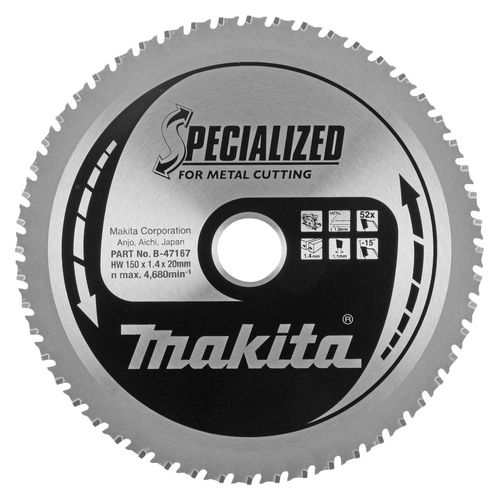 lame de scie SPECIALIZED métal 150mmx20x52D - Makita B-47042