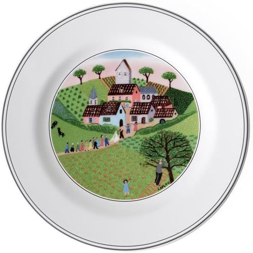 Kalanka-Design Naif Assiette À Pain ""Mariage"", 17 Cm, Porcelaine Premium, Blanc/Multicolore