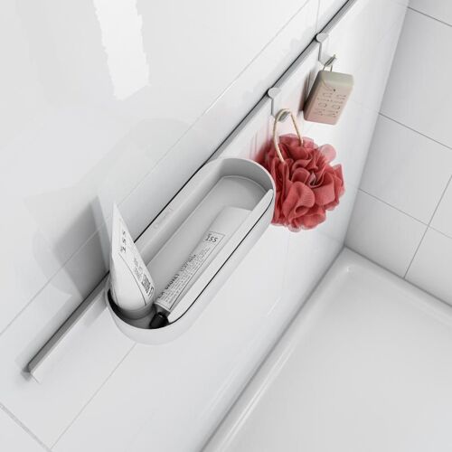 Hansgrohe WallStoris Barre murale avec corbeille de rangement, raclette de douche et crochet, 27967700