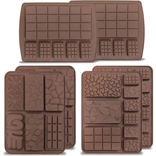 SUBZONAL-6 pièces Break-Apart Moule à Chocolat, Moules à Gaufres en Silicone Moules pour Barres Protéinées et Énergétiques pour Fondant Bonbons Cire Fondue