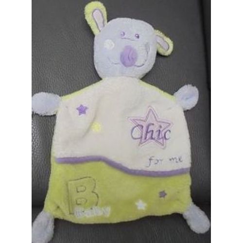 Doudou Chien Lapin Chic For Me Sauthon Anis Violet Mauve Blanc B Baby