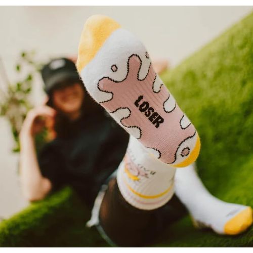 Kalanka-Chaussettes Mi-Hautes Avec Impression Loser - Taille Unique 36-46 Eu - Contrôle Des Odeurs - Renfort Au Talon Et Aux Orteils - Inspirées De La Culture Du Skateboard Des Années 70,