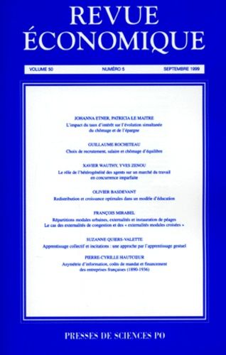 Revue Economique Volume 50 N° 5 Septembre 1999