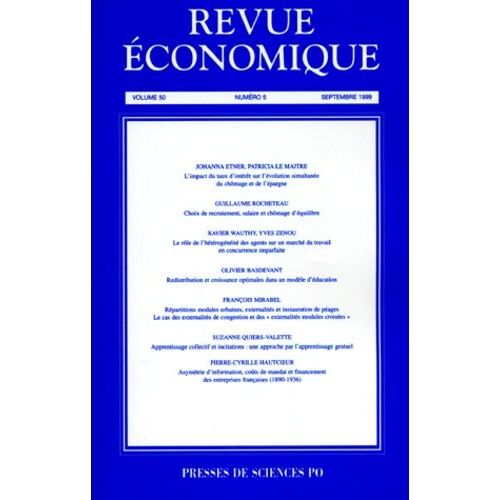 Revue Economique Volume 50 N° 5 Septembre 1999