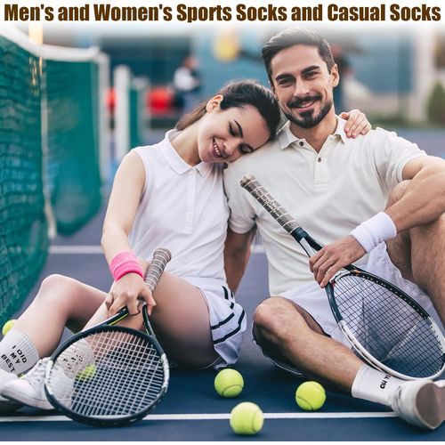 Kalanka-Lot De 5 Paires De Chaussettes De Sport En Coton Pour Homme Et Femme 37-42 - Chaussettes De Tennis Antidérapantes Avec Inscription En Allemand - Chaussettes Décontractées Hip Hop - Blanc -