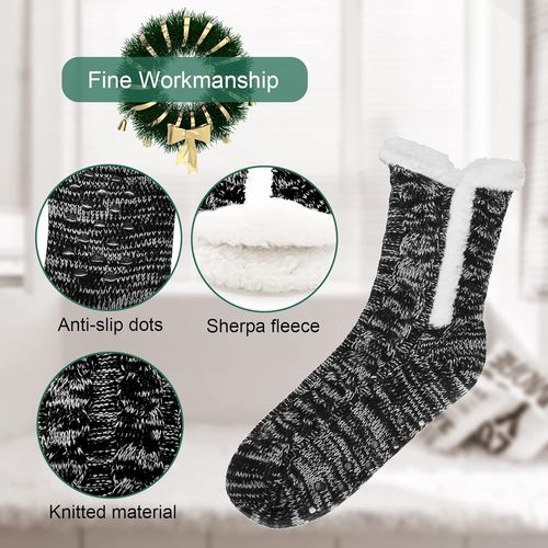 Kalanka-Chausson Chaussette Femme Homme, Chaussettes Pantoufles Antidérapantes Thermiques, Hiver Chaussette Chaude Polaire, Grosses Chaussettes Pilou Pilou De Noel, Cadeau De Noël