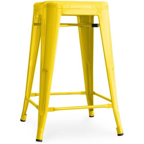 Tabouret de bar Bistrot Metalix Design Industriel en Métal - 60 cm - Nouvelle Edition Jaune