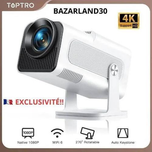 Vidéoprojecteur - TOPTRO - TR27 - 4K - 20000 Lumens - Portable FHD 1080P WIFI6 Bluetooth